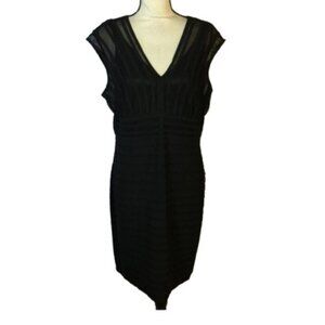 Adrianna Papell Black Shutter Pleat Jersey Sheath Dress - LNC